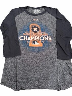 Houston Astros Women's 'World Series Champions' Raglan Tee - Gray & Navy